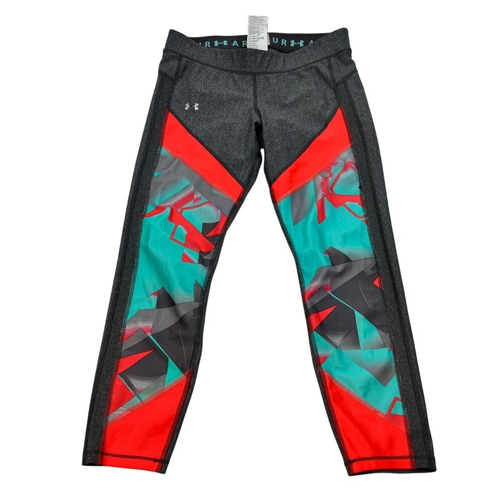 Under Armour Womens Cropped Leggings Gray/Multi Size Large